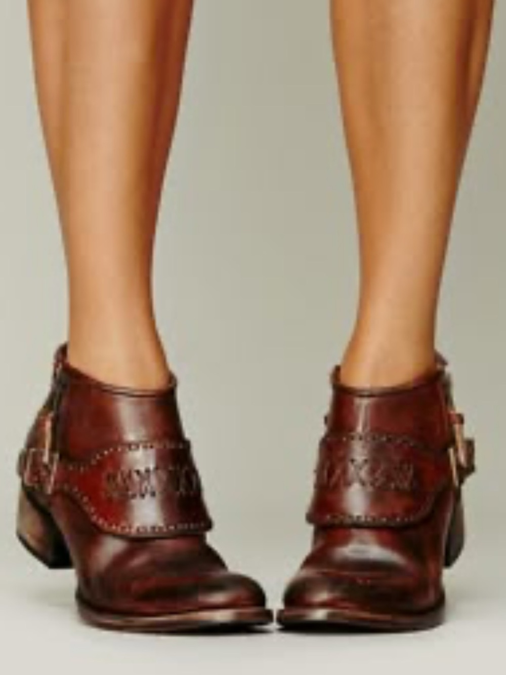 Freebird by Steven Grand Cognac Brown Leather Ankle Booties with Buckle Detail